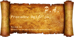 Preradov Aglája névjegykártya